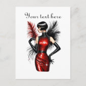 かわいい女性の追加文字 ポストカード (正面)