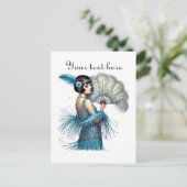 かわいい女性の追加文字 ポストカード (スタンド正面)