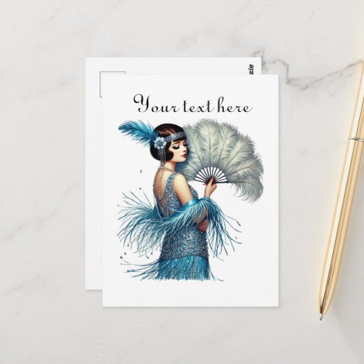 かわいい女性の追加文字 ポストカード (正面/裏面インサイチュ)