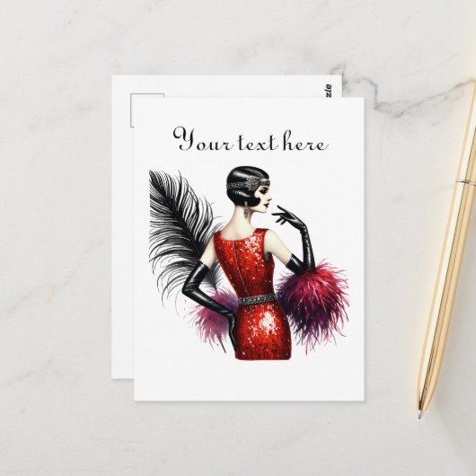 かわいい女性の追加文字 ポストカード (正面/裏面インサイチュ)