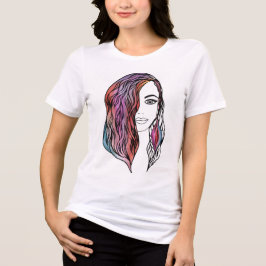 かわいい女性のTシャツと写真 トライブレンドTシャツ