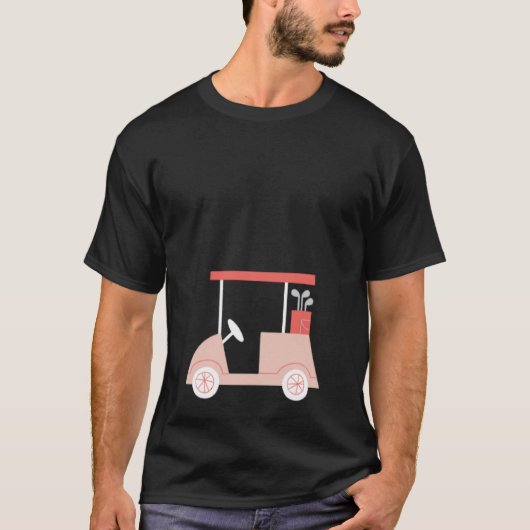 かわいい女性ゴルフピンクゴルフカート Tシャツ (正面)