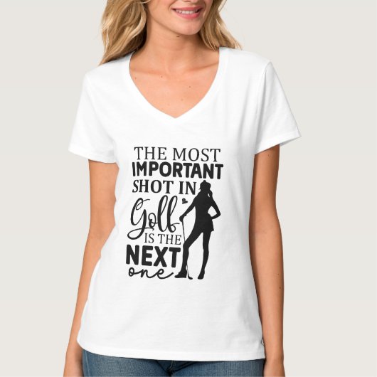 かわいい女性ゴルフ単語アートスポーツ Tシャツ (正面)