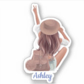 かわいい女性バックパックカスタムのカットビパーソナライズされたニール シール (正面)