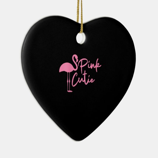 かわいい女性ピンクのフラミンゴ |かわいいピンク | Flamingo セラミックオーナメント (右)