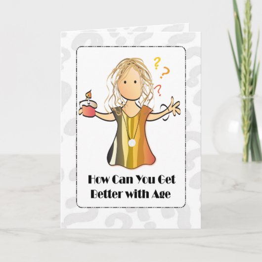 かわいい女性マンガスイーツことわざモダン誕生日 カード (正面)