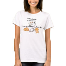 かわいい女性用Tシャツ - 猫がいると人生はもっと楽しい