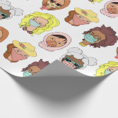 かわいい女性顔マスクイラストレーション柄 ラッピングペーパー (角)