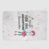 かわいい女性 |独自の作成 |カスタマイズ |グレー ゴルフタオル (横)