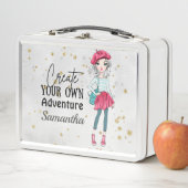 かわいい女性 |独自の作成 |カスタマイズ |グレー メタルランチボックス (インサイチュ)