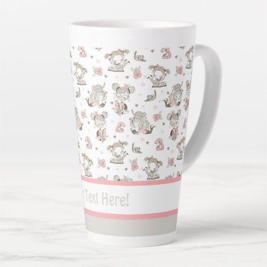 かわいい女読の子の本の贈り物アイディア カフェラテマグ (右アングル)