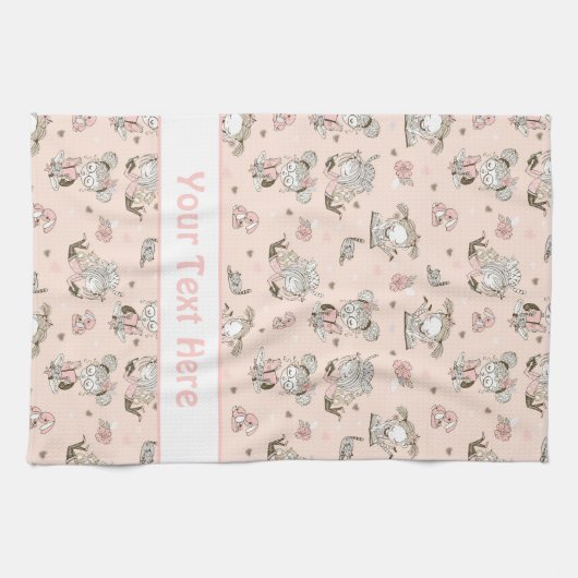 かわいい女読の子の本の贈り物アイディア キッチンタオル (横)