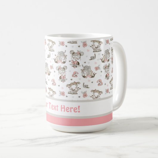 かわいい女読の子の本の贈り物アイディア コーヒーマグカップ (正面右)