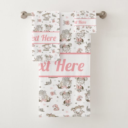 かわいい女読の子の本の贈り物アイディア バスタオルセット (インサイチュ)