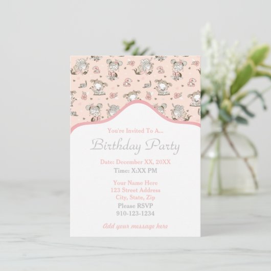 かわいい女読の子の本の贈り物アイディア 招待状 (スタンド正面)