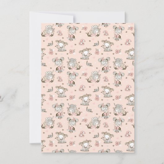 かわいい女読の子の本の贈り物アイディア 招待状 (裏面)