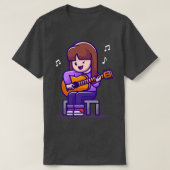 かわいい女遊の子のギター Tシャツ (デザイン正面)
