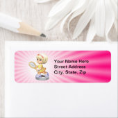 かわいい女遊の子のテニス ラベル (インサイチュ)