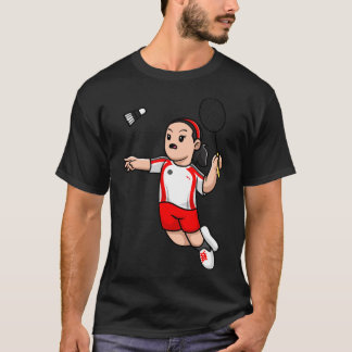 かわいい女遊の子のバドミントン漫画 Tシャツ