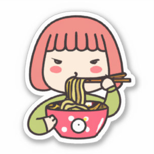 かわいい女食べの子のラーメン 過去記事 シール