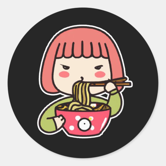 かわいい女食べの子のラーメン|過去記事 ラウンドシール (正面)