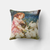 かわいい女食べ物を与えの子ウサギ クッション (裏面)