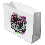 かわいい女10代のの子ハッピーバースデー ラージペーパーバッグ (裏面アングル)