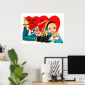 かわいい女10代のの子レトロヴィンテージバレンタインポスター ポスター (ホームオフィス)