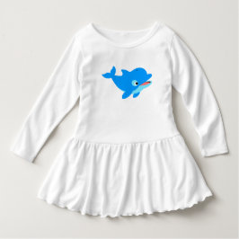 かわいい好奇なアニメイルカのフリルワンピース ベビーTシャツ