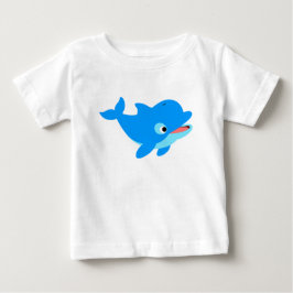 かわいい好奇なアニメイルカのフリルワンピース ベビーTシャツ