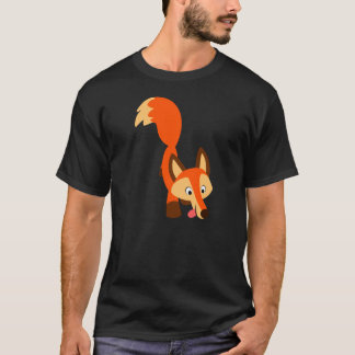 かわいい好奇心にあふれる漫画のキツネのTシャツ Tシャツ