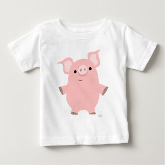 かわいい好奇心マンガ豚ベビーTシャツ ベビーTシャツ