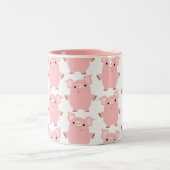 かわいい好奇心マンガ豚マグカップ ツートーンマグカップ (中央)