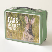 かわいい好奇心旺盛なアメリカ东部の綿ウサギ メタルランチボックス (裏面)