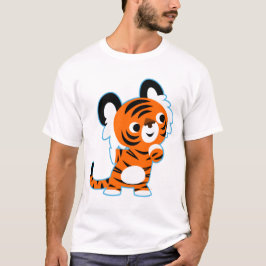 かわいい好奇心旺盛なキャラクターのトラTシャツ Tシャツ