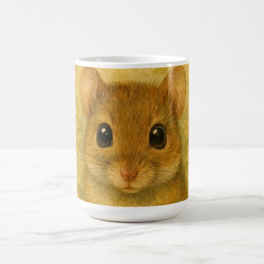 かわいい好奇心旺盛な小さなネズミ コーヒーマグカップ (中央)