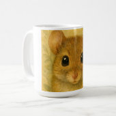 かわいい好奇心旺盛な小さなネズミ コーヒーマグカップ (正面左)