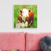 かわいい好奇心旺盛な牛4Carrie キャンバスプリント (インサイチュ (リビング))