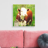 かわいい好奇心旺盛な牛4Carrie キャンバスプリント (インサイチュ (リビング))