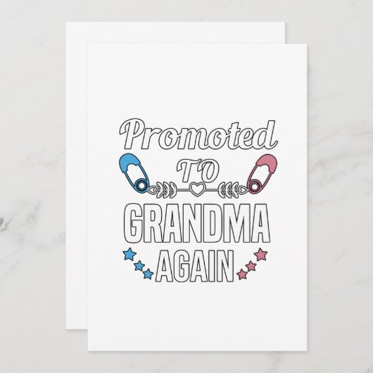 かわいい妊娠の発表：おばあちゃんに昇進 案内状 (正面/裏面)