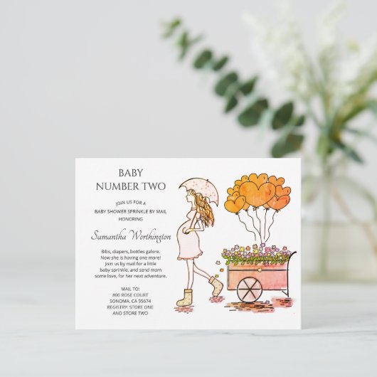 かわいい妊娠ママベビーシャワーを振りかけますメールInv インビテーションポストカード (スタンド正面)
