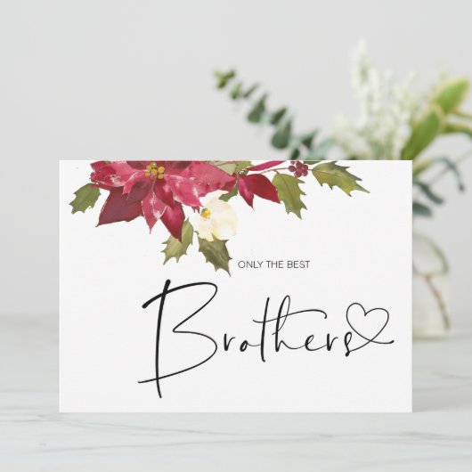 かわいい妊娠リビールブラザー新生児クリスマス カード (スタンド正面)