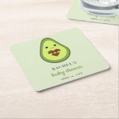 かわいい妊娠中のアボカドベイビーシャワーフィエスタカワイイ スクエアペーパーコースター (アングル)
