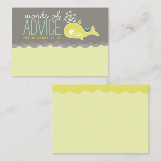 かわいい妊娠中のクジラの赤ちゃんシャワーママアドバイスカード アドバイスカード (正面/裏面)