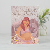 かわいい妊娠告知カード | 編集可能 箔招待状 (立ち正面)