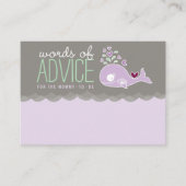 かわいい妊娠紫色のクジラの赤ちゃんシャワーゲームママ アドバイスカード (正面)