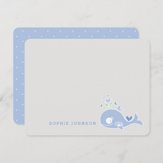 かわいい妊娠青鯨少年の赤ちゃんシャワーありがとう ノートカード (正面/裏面)