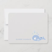 かわいい妊娠青鯨少年の赤ちゃんシャワーありがとう ノートカード (正面)