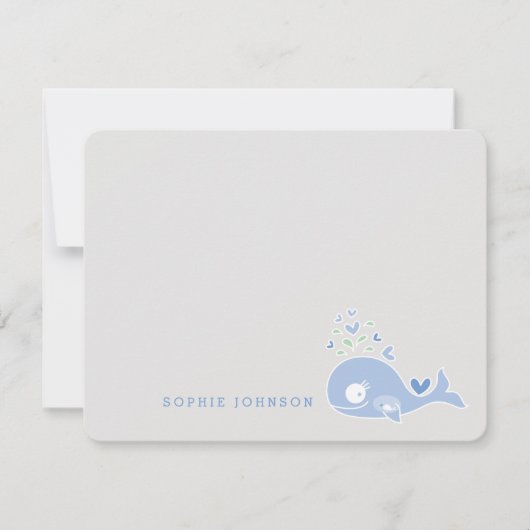かわいい妊娠青鯨少年の赤ちゃんシャワーありがとう ノートカード (正面)
