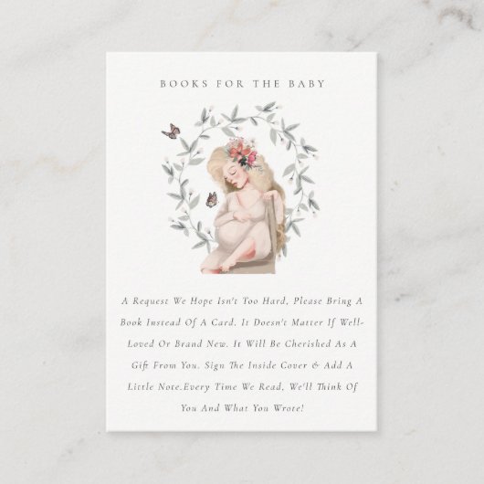 かわいい妊婦が赤ちゃんシャワー用の本を紅葉 エンクロージャーカード (正面)